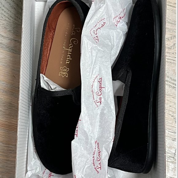 La Coqueta Boys/Girls Black Velvet Slippers Size 32 - Picture 7 of 8